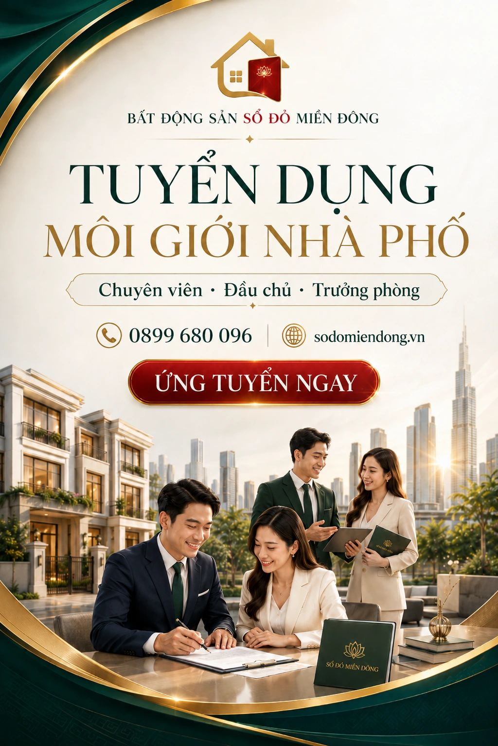 Bất động sản Sổ Đỏ tuyển dụng môi giới nhà phố